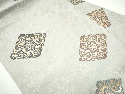 平和屋着物●九寸名古屋帯 唐織 菱花唐草文 金糸 正絹 逸品 CAAY2644hy