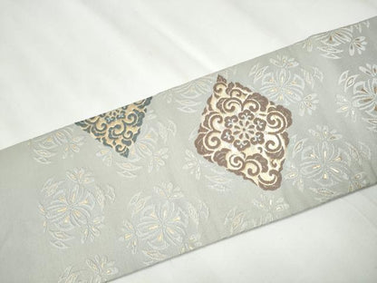 平和屋着物●九寸名古屋帯 唐織 菱花唐草文 金糸 正絹 逸品 CAAY2644hy