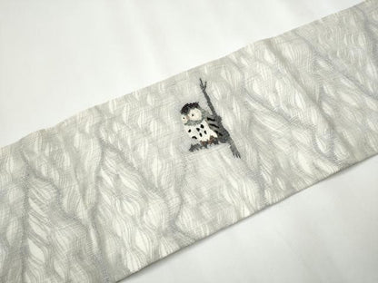平和屋着物▽スリーシーズン 春夏秋 つけ帯 すくい織 ミミズク 正絹 逸品 CAAY2655hy