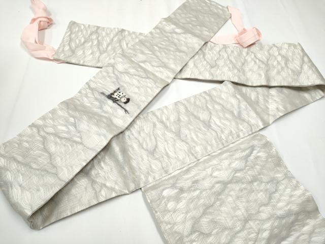 平和屋着物▽スリーシーズン 春夏秋 つけ帯 すくい織 ミミズク 正絹 逸品 CAAY2655hy