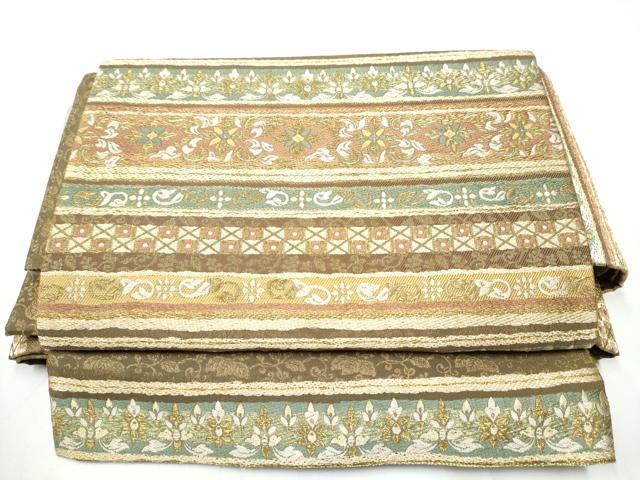平和屋着物●ワンタッチつけ帯 横段花文 金糸 やまと誂製 箱付き 正絹 逸品 CAAY2658hy