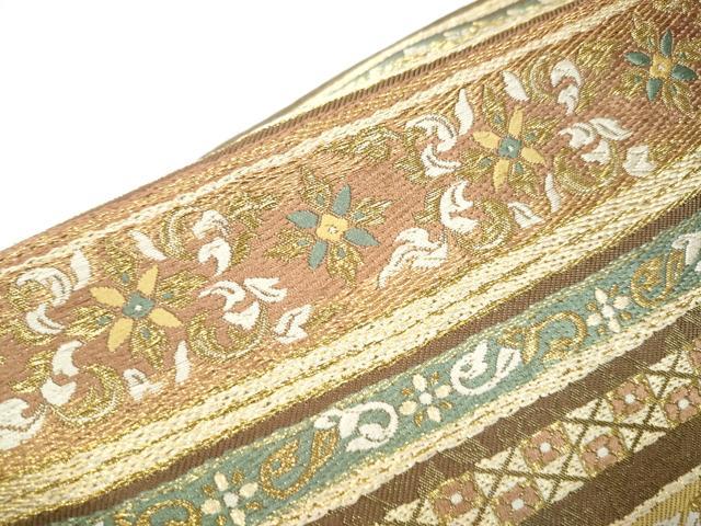 平和屋着物●ワンタッチつけ帯 横段花文 金糸 やまと誂製 箱付き 正絹 逸品 CAAY2658hy