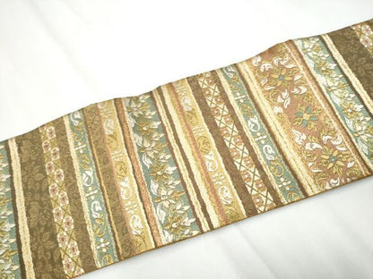 平和屋着物●ワンタッチつけ帯 横段花文 金糸 やまと誂製 箱付き 正絹 逸品 CAAY2658hy