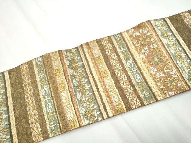 平和屋着物●ワンタッチつけ帯 横段花文 金糸 やまと誂製 箱付き 正絹 逸品 CAAY2658hy