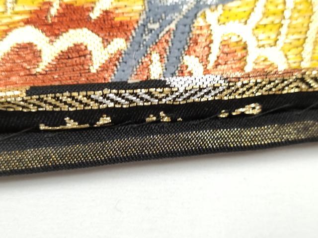 平和屋着物●六通柄 本袋帯 日出鶴 黒地 金銀糸 正絹 逸品 CAAY2686hy