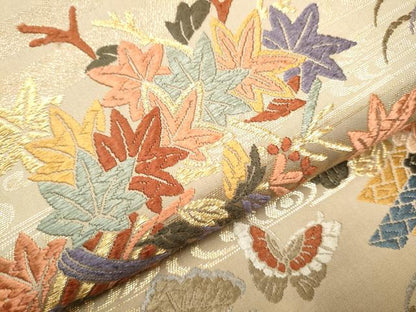 平和屋着物●六通柄袋帯 唐織 花蝶文 金糸 正絹 逸品 CAAY2687hy