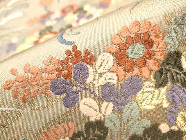 平和屋着物●六通柄袋帯 唐織 花蝶文 金糸 正絹 逸品 CAAY2687hy