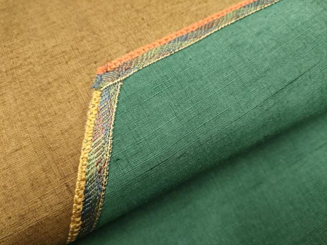 平和屋着物●太鼓柄袋帯　紬地　総刺繍　幾何学文様　正絹　逸品　CAAY2689hy