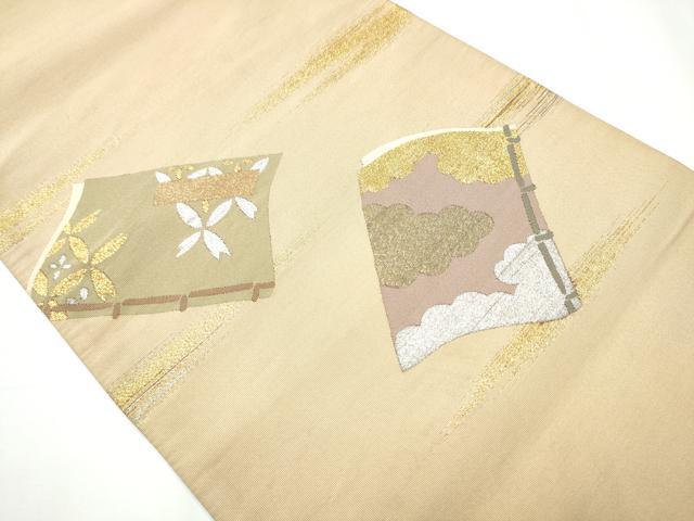 平和屋着物●爪掻き本綴れ 丸帯 引き抜き帯 冊子花文 金銀糸 正絹 逸品 CAAY2700hy
