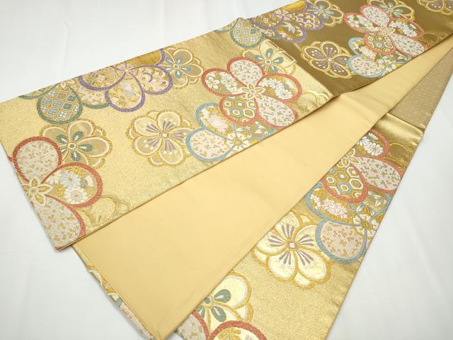 平和屋着物●六通柄袋帯　唐織　舞花吉祥文　金糸　正絹　逸品　CAAY2736hy