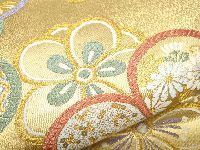 平和屋着物●六通柄袋帯　唐織　舞花吉祥文　金糸　正絹　逸品　CAAY2736hy