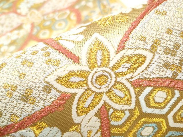 平和屋着物●六通柄袋帯　唐織　舞花吉祥文　金糸　正絹　逸品　CAAY2736hy
