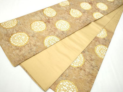 平和屋着物●六通柄袋帯 唐織 花丸文 金糸 正絹 逸品 CAAY2757hy