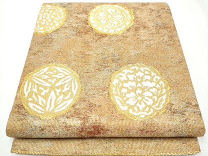 平和屋着物●六通柄袋帯 唐織 花丸文 金糸 正絹 逸品 CAAY2757hy