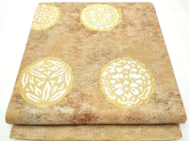 平和屋着物●六通柄袋帯 唐織 花丸文 金糸 正絹 逸品 CAAY2757hy