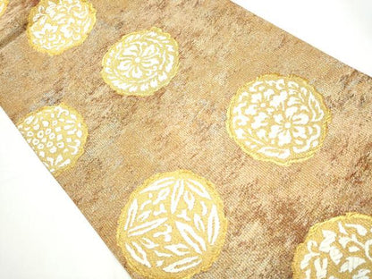 平和屋着物●六通柄袋帯 唐織 花丸文 金糸 正絹 逸品 CAAY2757hy