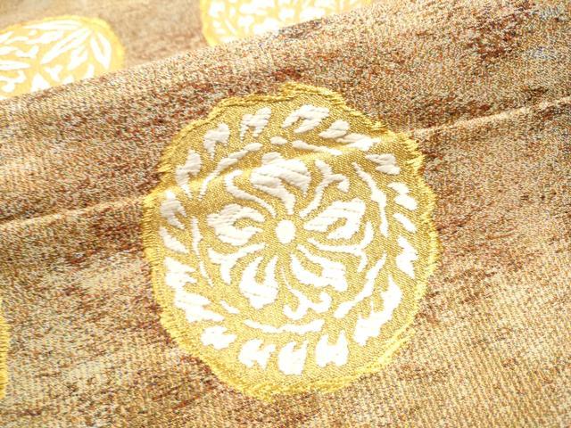 平和屋着物●六通柄袋帯 唐織 花丸文 金糸 正絹 逸品 CAAY2757hy