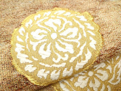 平和屋着物●六通柄袋帯 唐織 花丸文 金糸 正絹 逸品 CAAY2757hy