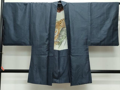 平和屋着物●男性 紬 アンサンブル 吉祥文 正絹 逸品 CAAY2804vf