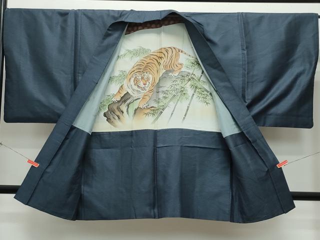 平和屋着物●男性 紬 アンサンブル 吉祥文 正絹 逸品 CAAY2804vf