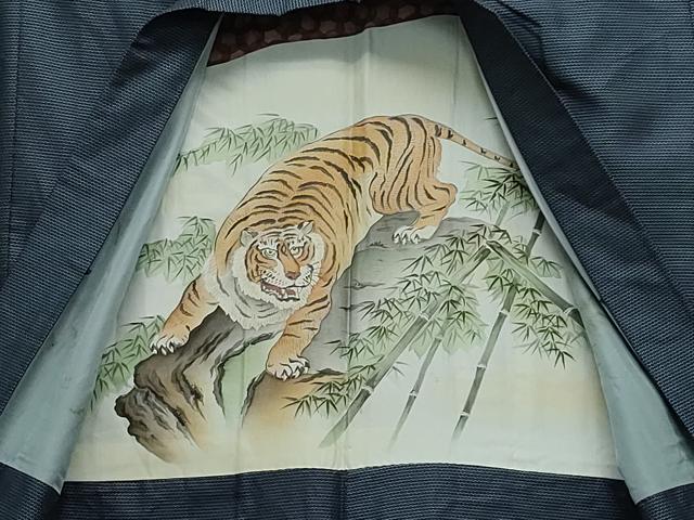 平和屋着物●男性 紬 アンサンブル 吉祥文 正絹 逸品 CAAY2804vf