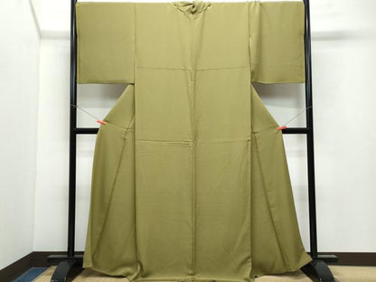 平和屋着物●上質な色無地　国防色　正絹　逸品　CAAY2810vf