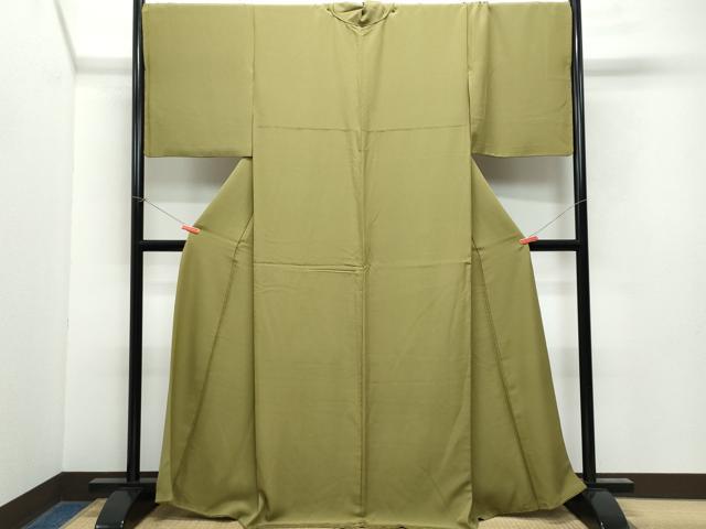 平和屋着物●上質な色無地　国防色　正絹　逸品　CAAY2810vf