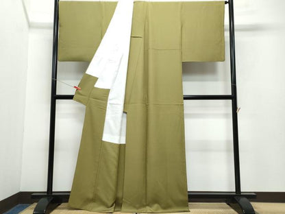 平和屋着物●上質な色無地　国防色　正絹　逸品　CAAY2810vf