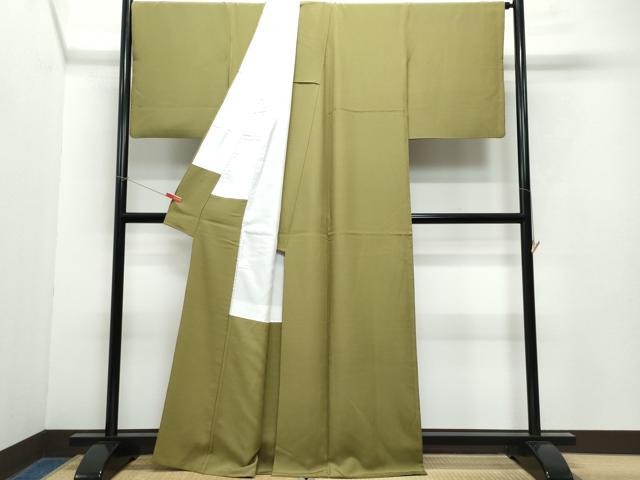 平和屋着物●上質な色無地　国防色　正絹　逸品　CAAY2810vf