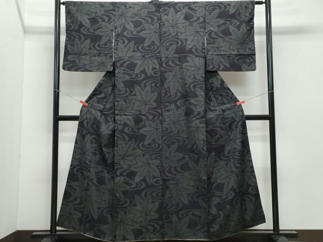 平和屋着物●結城紬 80亀甲 竜田川 正絹 逸品 CAAY2815vf
