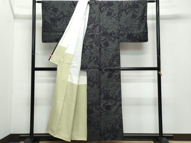 平和屋着物●結城紬 80亀甲 竜田川 正絹 逸品 CAAY2815vf