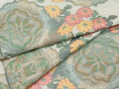 平和屋着物●本場大島紬 白大島 7マルキ 絵皿草花文 正絹 逸品 CAAY2827vf
