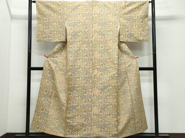 平和屋着物●上質な紬　花唐草文　正絹　逸品　CAAY2829vf