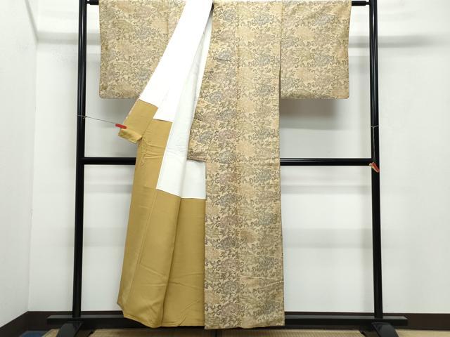 平和屋着物●上質な紬　花唐草文　正絹　逸品　CAAY2829vf