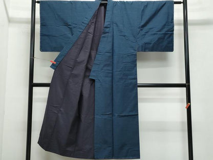 平和屋着物●男性 本生紬 濃紺色 反端付き 正絹 逸品 CAAY2837vf