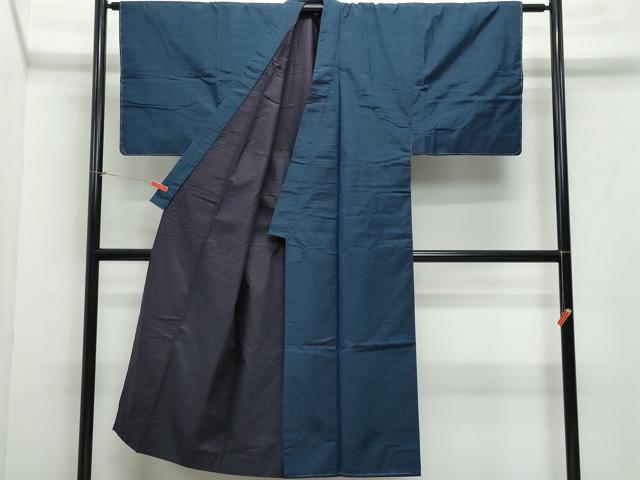 平和屋着物●男性 本生紬 濃紺色 反端付き 正絹 逸品 CAAY2837vf