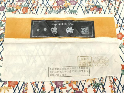 平和屋着物●上質な小紋　型染め　笹梅鳥文　反端付き　正絹　逸品　CAAY2846vf