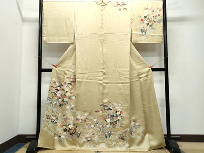 平和屋着物●訪問着 刺繍 流水風景草花文 金彩 正絹 逸品 CAAY2848vf