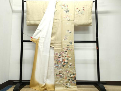 平和屋着物●訪問着 刺繍 流水風景草花文 金彩 正絹 逸品 CAAY2848vf