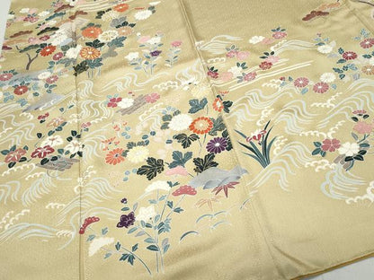 平和屋着物●訪問着 刺繍 流水風景草花文 金彩 正絹 逸品 CAAY2848vf