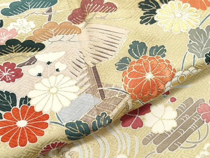 平和屋着物●訪問着 刺繍 流水風景草花文 金彩 正絹 逸品 CAAY2848vf
