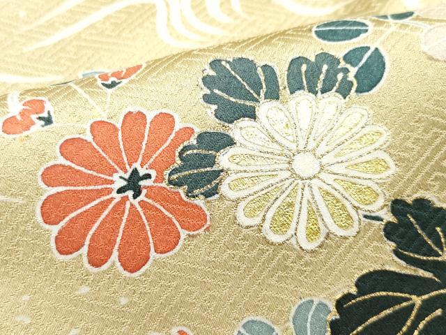 平和屋着物●訪問着 刺繍 流水風景草花文 金彩 正絹 逸品 CAAY2848vf
