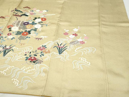 平和屋着物●訪問着 刺繍 流水風景草花文 金彩 正絹 逸品 CAAY2848vf