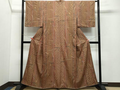 平和屋着物●上質な小紋　枝葉文　金彩　正絹　逸品　未使用　CAAY2849vf