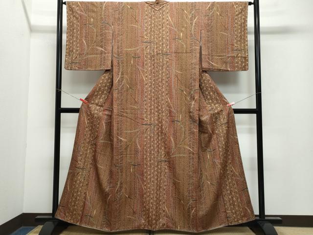 平和屋着物●上質な小紋　枝葉文　金彩　正絹　逸品　未使用　CAAY2849vf
