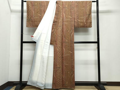 平和屋着物●上質な小紋　枝葉文　金彩　正絹　逸品　未使用　CAAY2849vf