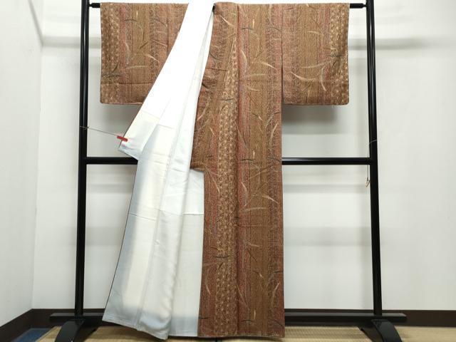 平和屋着物●上質な小紋　枝葉文　金彩　正絹　逸品　未使用　CAAY2849vf
