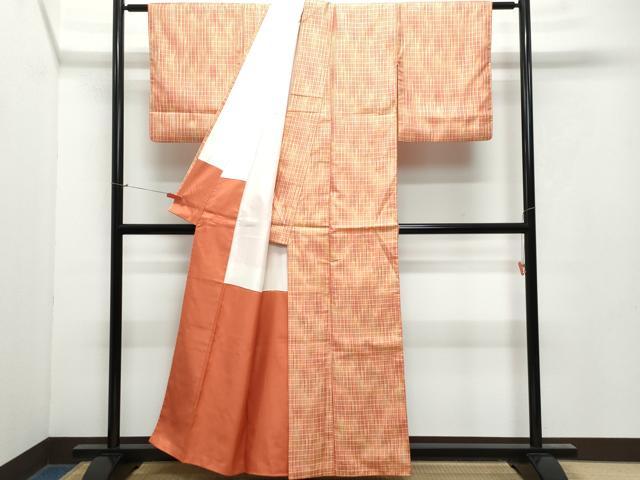平和屋着物●上質なお召 吉野間道 正絹 逸品 CAAY2850vf