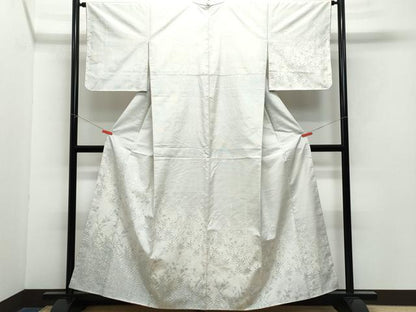 平和屋着物●訪問着 紬地 草花文 正絹 逸品 CAAY2852vf