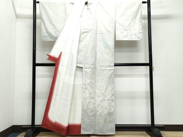 平和屋着物●訪問着 紬地 草花文 正絹 逸品 CAAY2852vf